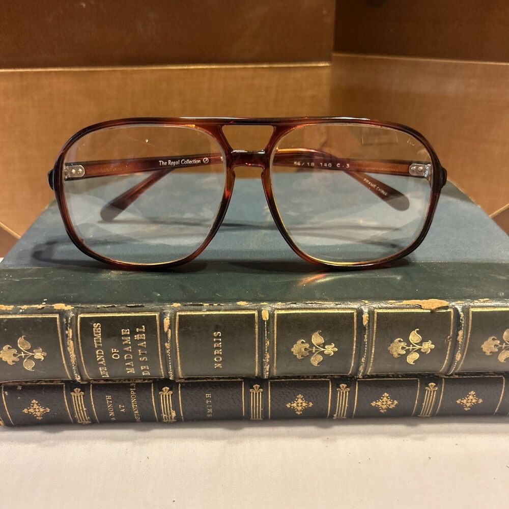 Vintage Regal Collection Senator Eyeglasses 56-18-140 Brown Aviator Frames C3